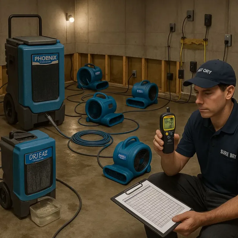 Structural Drying and Dehumidification process in Corcoran, CA